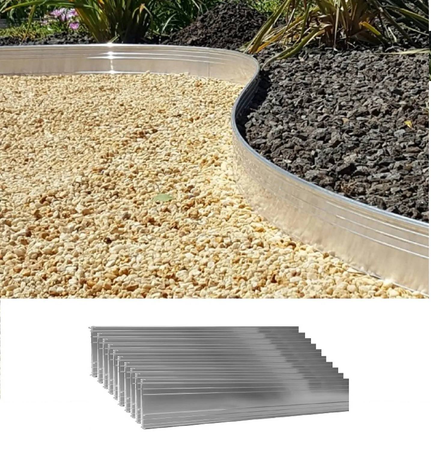 10er Set Ultra Starke Alu Rasenkanten 14cm x 1m (10m lang) | Beeteinfassung | Beetumrandung | Beetbegrenzungen, Color-GS: ohne Farbe