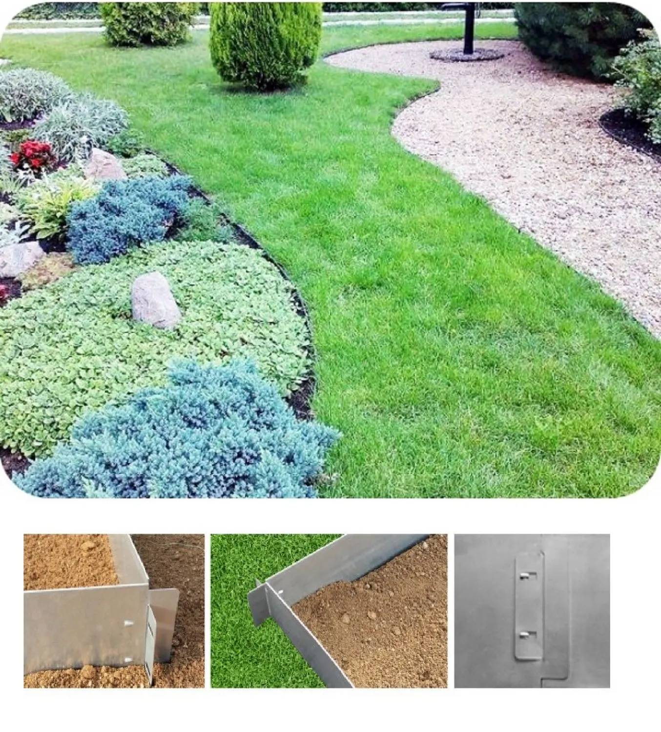 20er Set Rasenkanten Metall Alu/Zink 14cm hoch, 20m lang | Beeteinfassung | Beetumrandung | Beetbegrenzungen