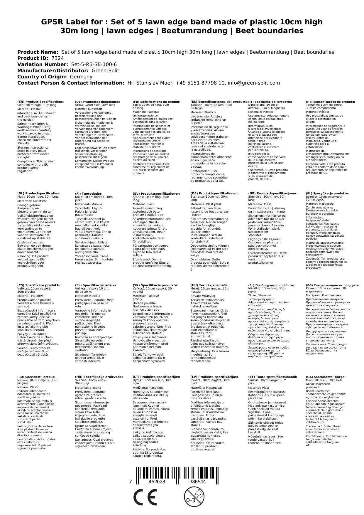 5er Set Rasenkantenband aus Kunststoff 10cm hoch 30m lang | Rasenkanten | Beeteinfassung | Beetumrandung | Beetbegrenzungen