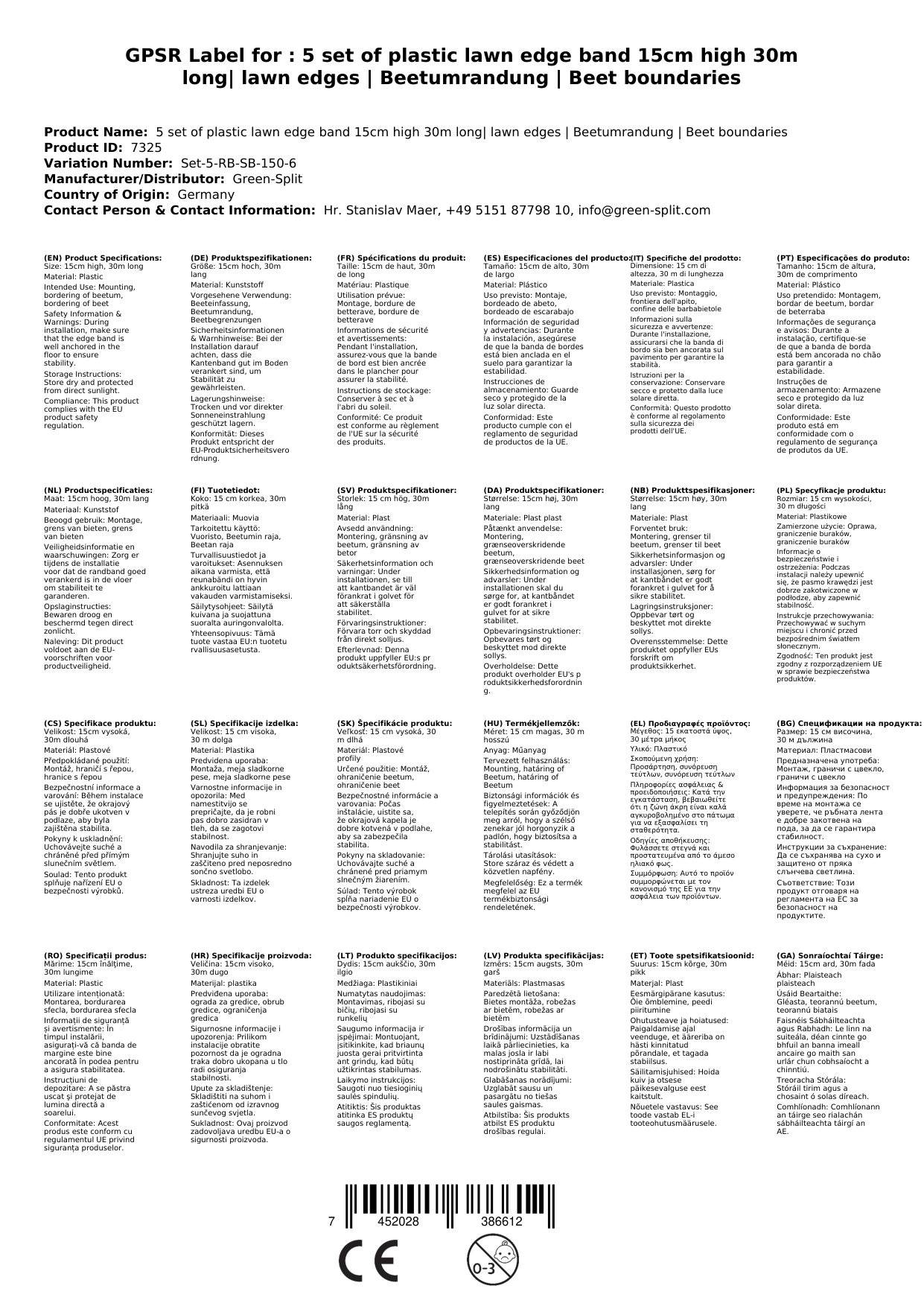 5er Set Rasenkantenband aus Kunststoff 15cm hoch 30m lang| Rasenkanten | Beeteinfassung | Beetumrandung | Beetbegrenzungen