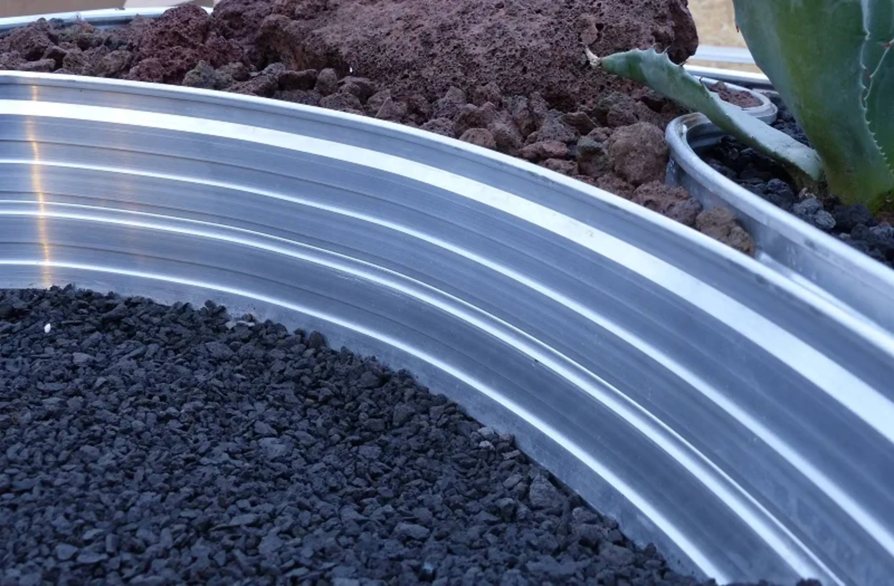 Baumring aus Alu Höhe 140 mm Durchmesser 1 m | Baumumrandung | Pflanzringe | Beeteinfassung | Rasenkante rund