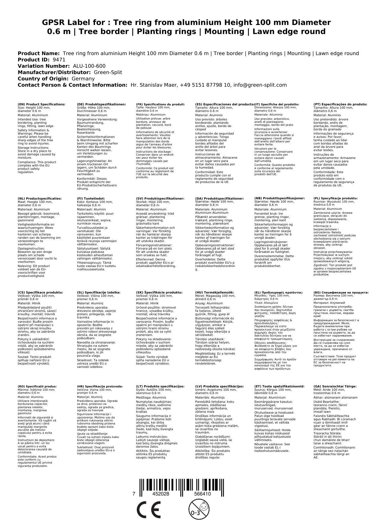 Baumring aus Alu Höhe 100 mm Durchmesser 0.6 m | Baumumrandung | Pflanzringe | Beeteinfassung | Rasenkante rund