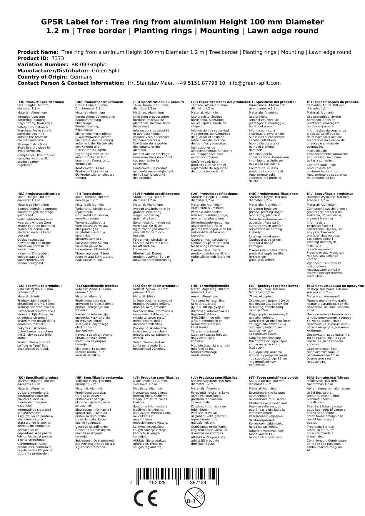 Baumring aus Alu Höhe 100 mm Durchmesser 1.2 m | Baumumrandung | Pflanzringe | Beeteinfassung | Rasenkante rund