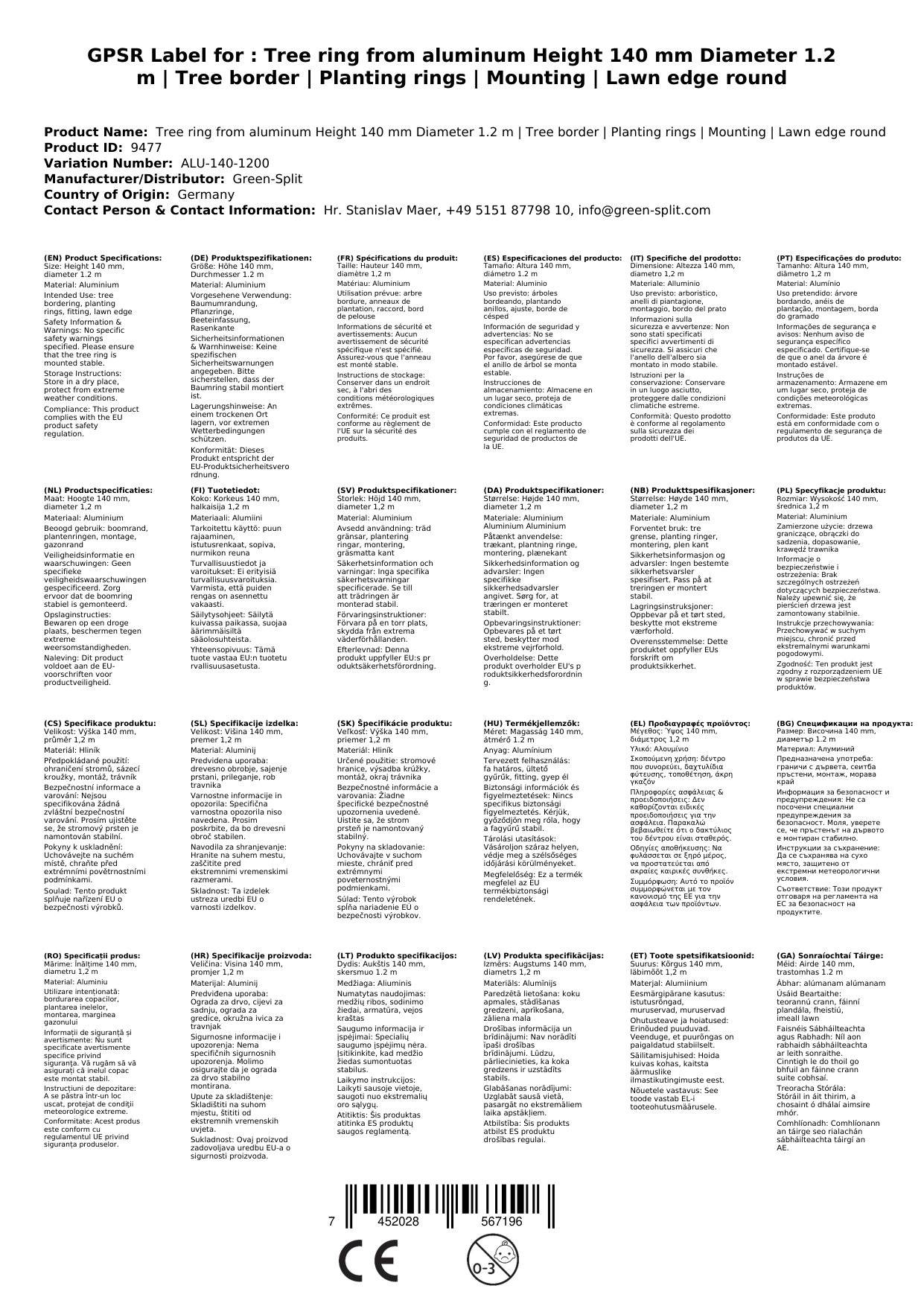 Baumring aus Alu Höhe 140 mm Durchmesser 1.2 m | Baumumrandung | Pflanzringe | Beeteinfassung | Rasenkante rund