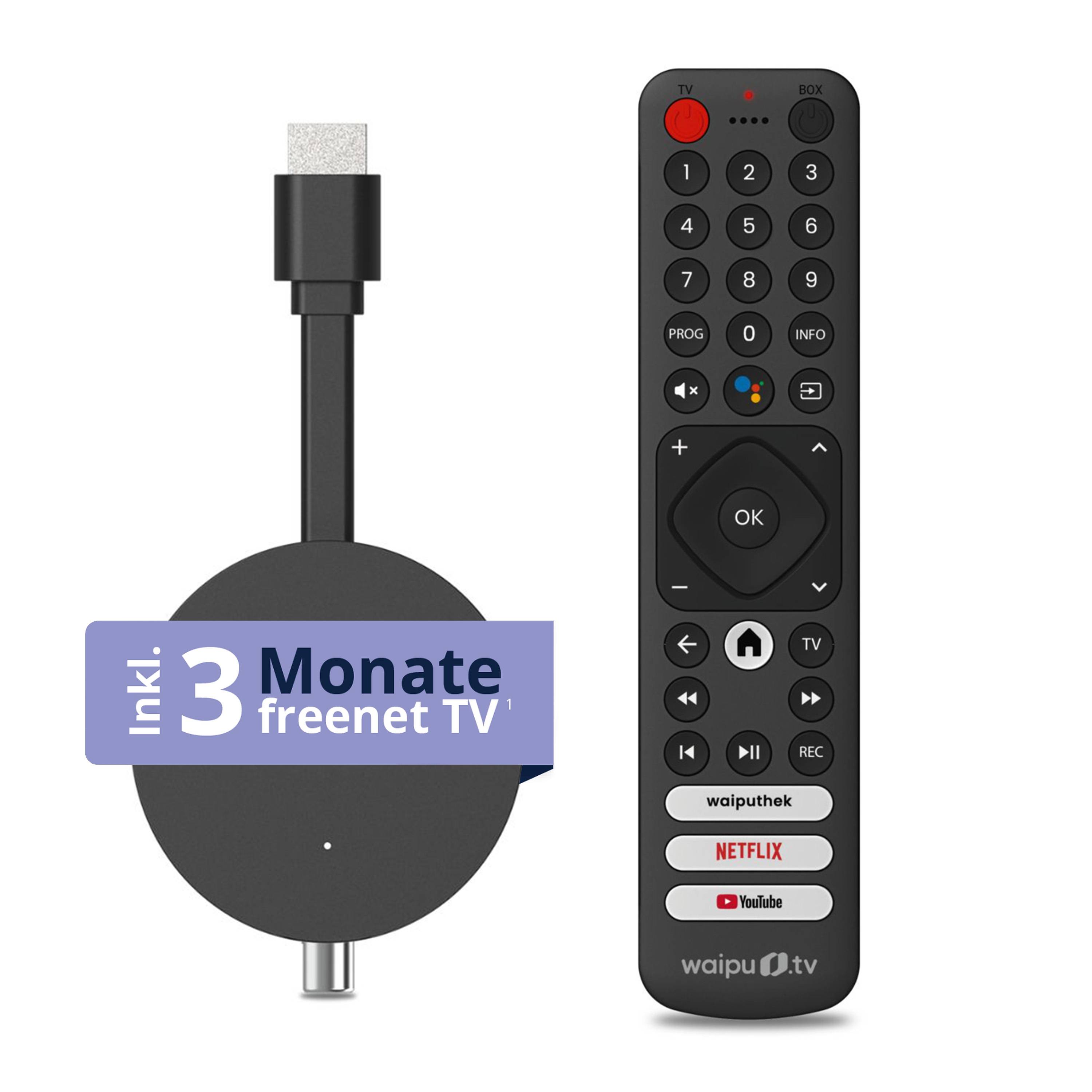 freenet TV 3in1 Hybrid Stick 4K UHD mit Android TV, DVB-C/T2, 3 Mon. freenet TV