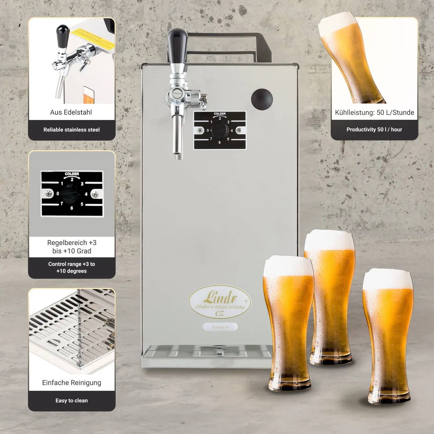 Zapfanlage K 40 Bierzapfanlage 1-leitig Bier Durchlaufkühler Bierzapfanlage Trockenkühler 50 Liter/h Green Line