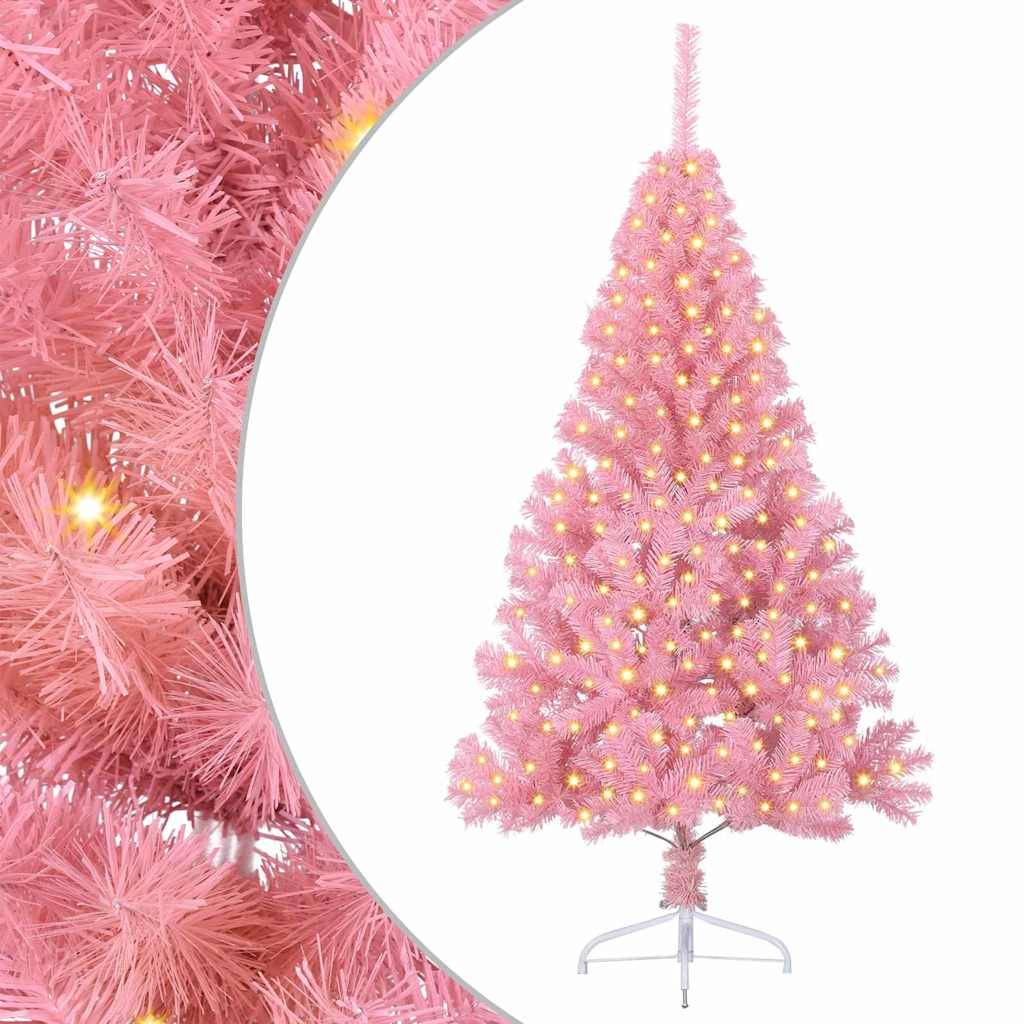 vidaXL Künstlicher vorbeleuchteter Weihnachtsbaum Rosa 180 cm PVC