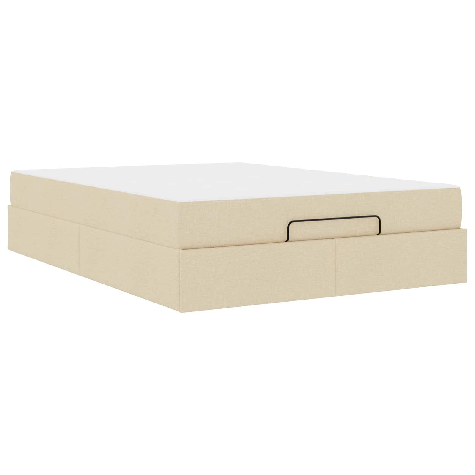 vidaXL Bettgestell mit Matratze 2 pcs Creme Stoff