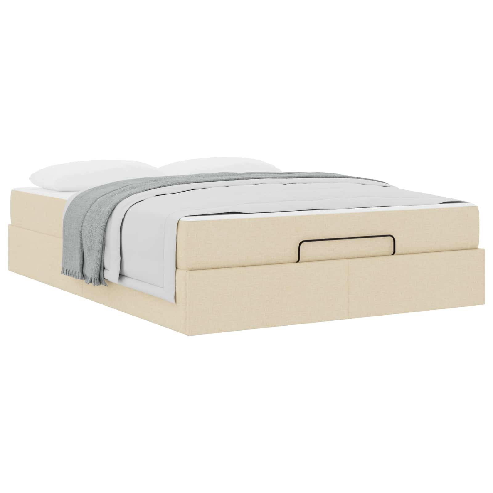 vidaXL Bettgestell mit Matratze 2 pcs Creme Stoff