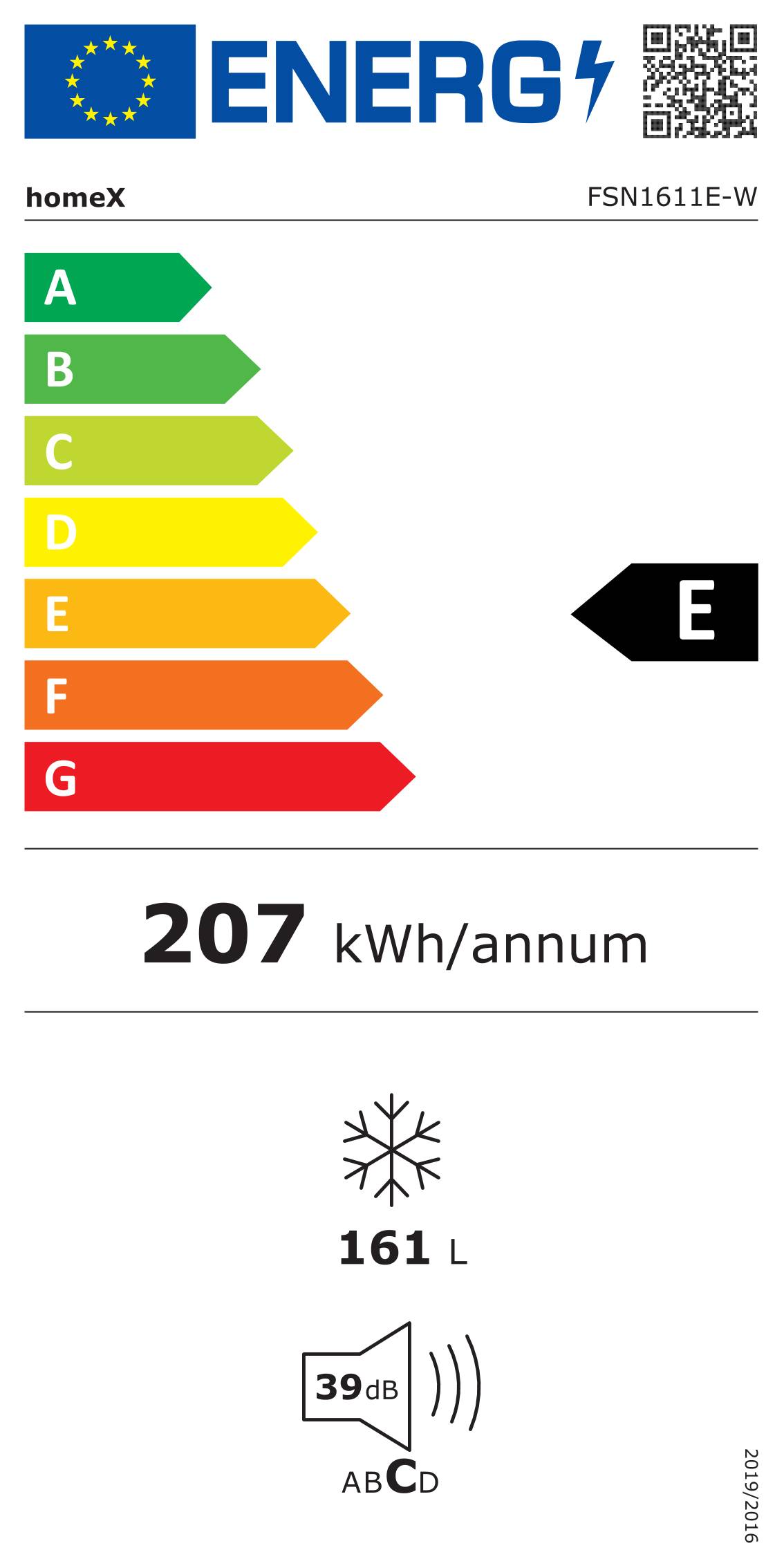 homeX Gefrierschrank No Frost, Tiefkühlschrank groß - 161 Liter, 4-Sterne Gefrieren, Super-Frost-Funktion, FSN1611E-W