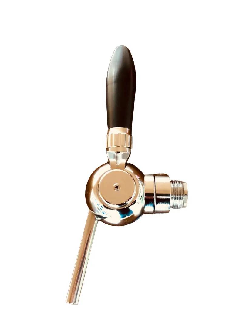 Bierzapfhahn, Kompensatorhahn - Cosmo, verchromter Kompensator mit Stahlanschluss 5/8" - 1/2", Gewindelänge: 35 mm