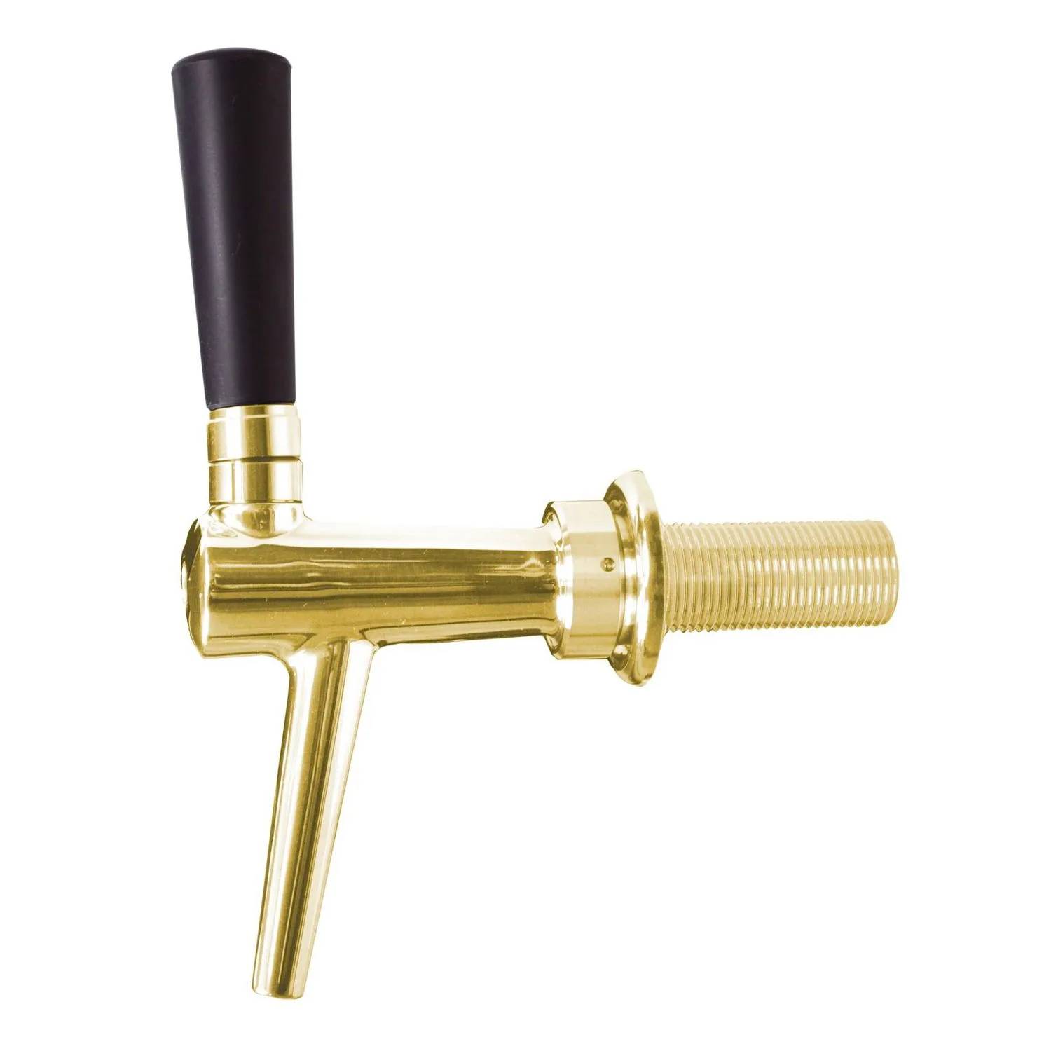 Zapfhahn, Bierzapfhahn, Schankhahn, Kolbenschankhahn aus Chromnickelstahl, Modell - C-TAP, NW 10mm, Goldoptik, Gewindelänge: 35 mm