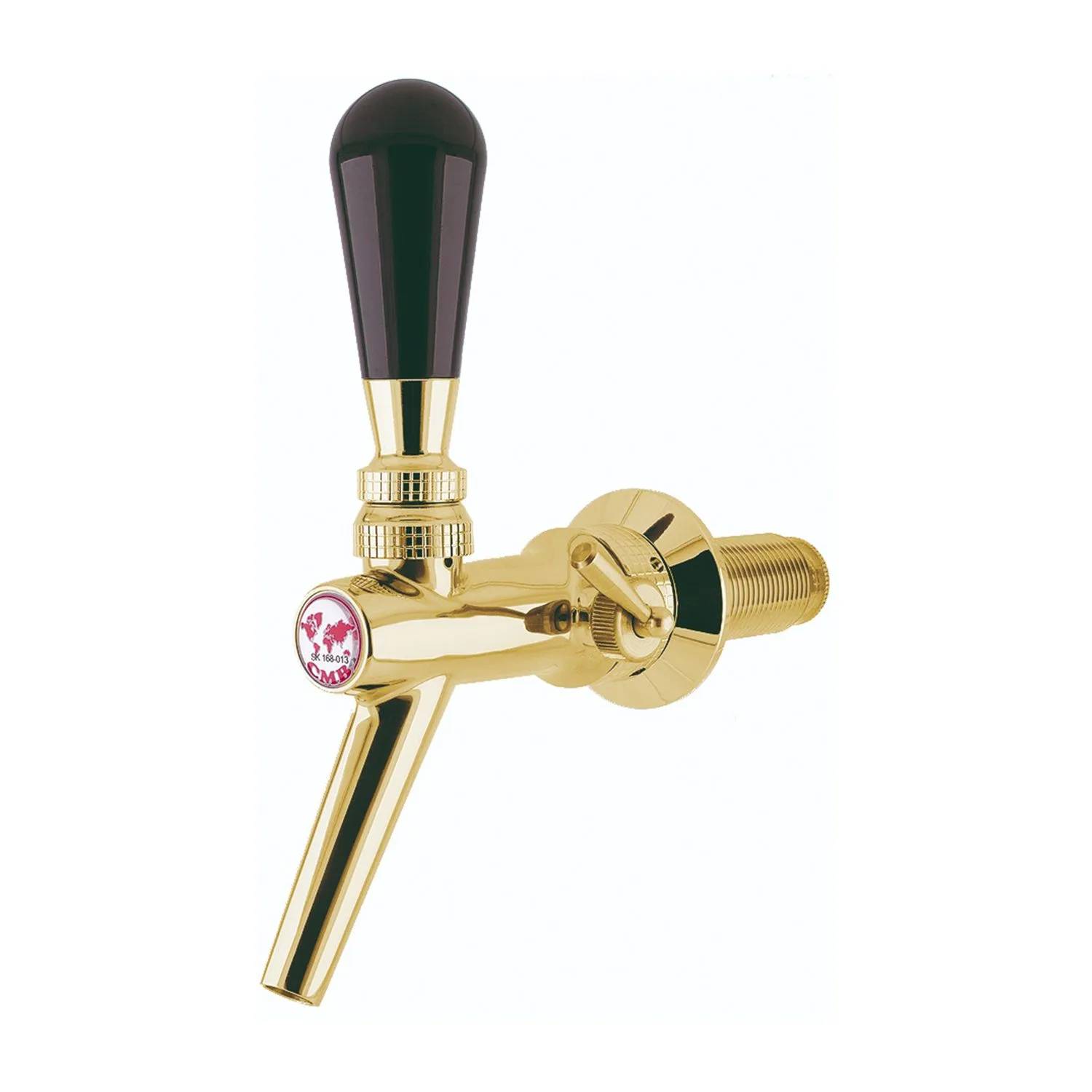 Zapfhahn, Kompensatorhahn, Bierzapfhahn, Schankhahn aus Chromnickelstahl, Modell - V10, Gold, Gewindelänge: 55 mm