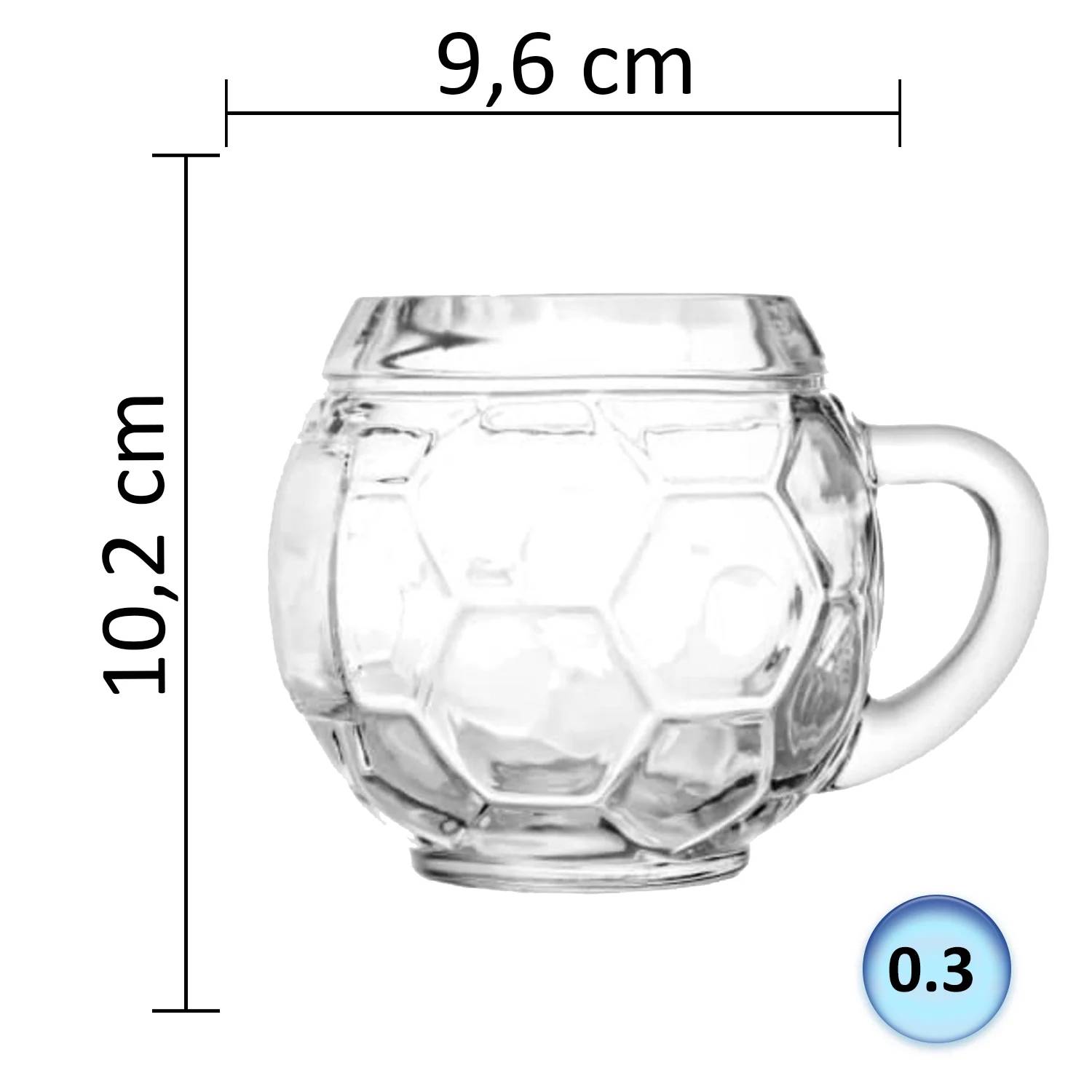 Bierglas, Bierkrug, Maßkrug, Bierseidel 6er Set Biergläser, Fussball Bierkanne - 0,3 Liter
