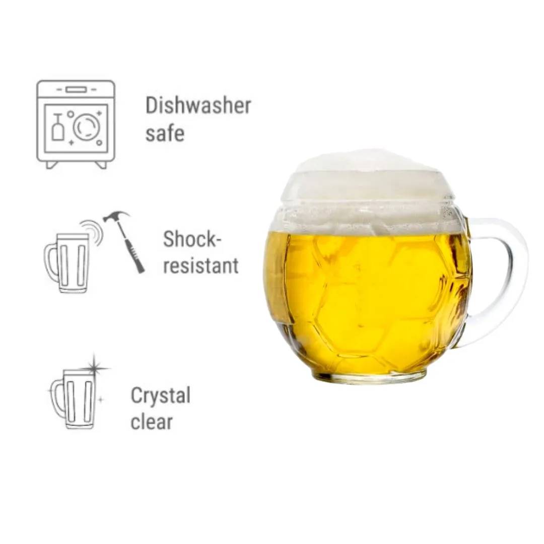 Bierglas, Bierkrug, Maßkrug, Bierseidel 6er Set Biergläser, Fussball Bierkanne - 0,3 Liter
