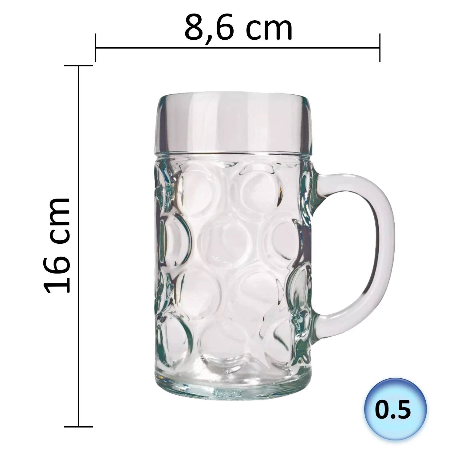 Bierglas, Bierkrug, Maßkrug, Bierseidel 6er Set Biergläser, ISAR - 0,5 Liter