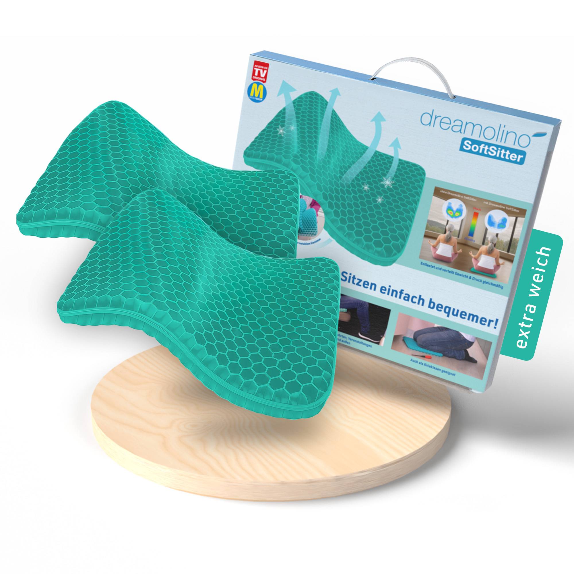 Dreamolino Soft Sitter Sitzkissen - 2x flexibles Gel-Sitzkissen mit Wabenstruktur - ergonomisches Kissen für Büro, Auto & Zuhause - Soft Sitter - Si