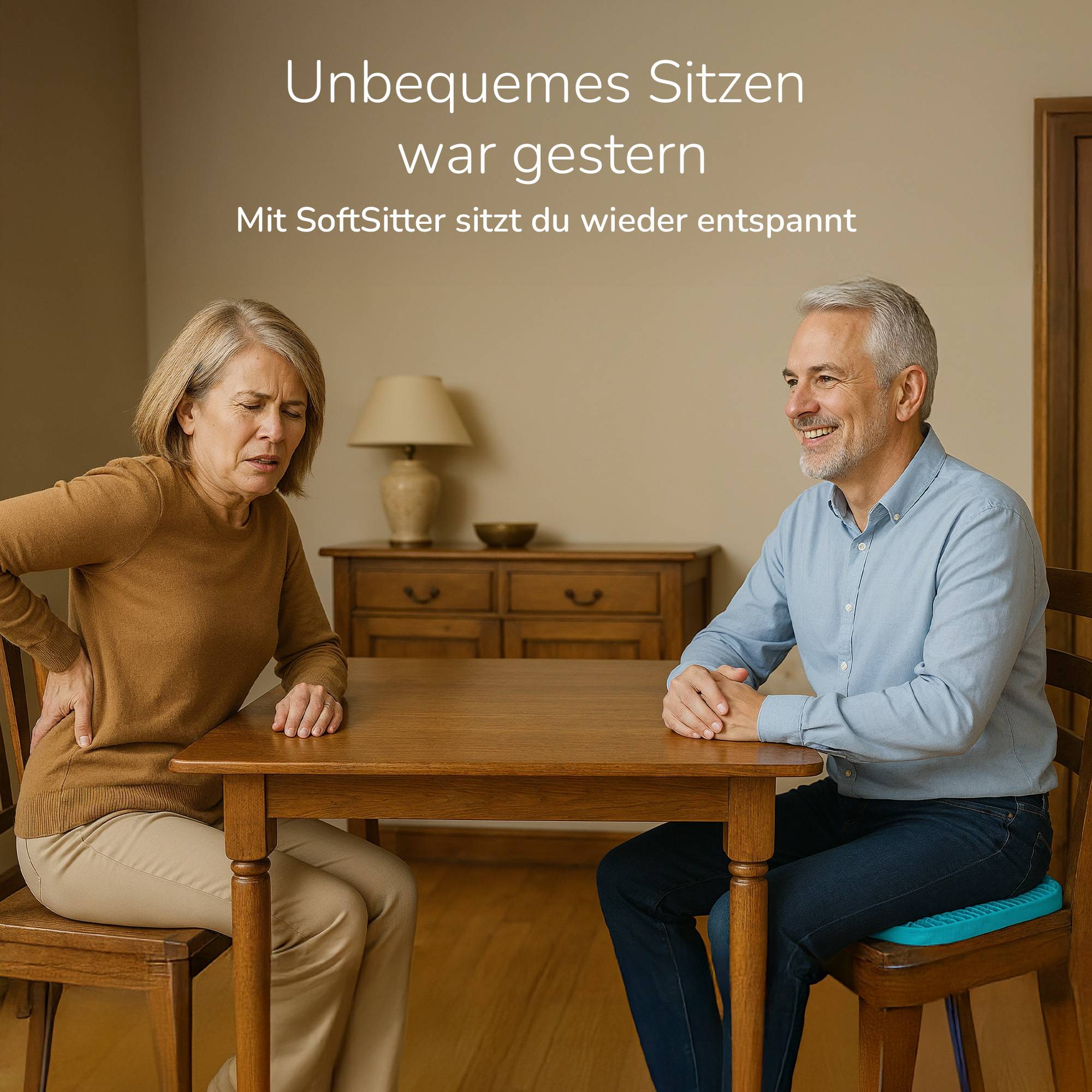 Dreamolino Soft Sitter Sitzkissen - 2x flexibles Gel-Sitzkissen mit Wabenstruktur - ergonomisches Kissen für Büro, Auto & Zuhause - Soft Sitter - Si