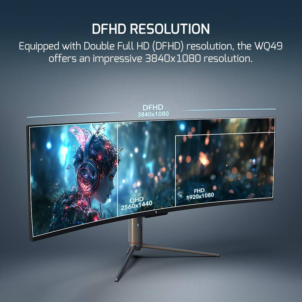 GAMEPOWER WQ49 Curved 49 zoll Gaming Monitor 144Hz 1ms ultrawide DFHD 3840x1080p