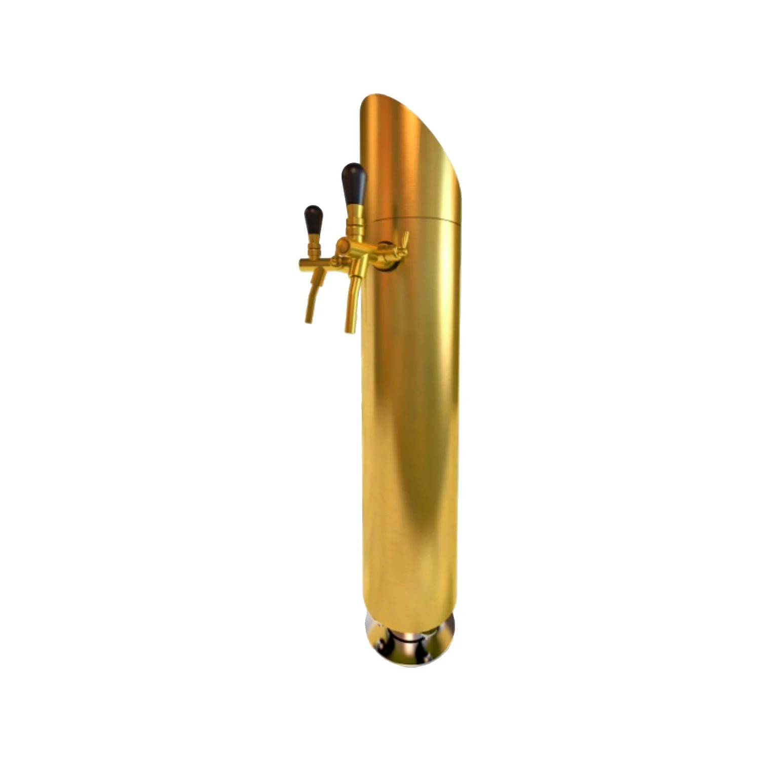 Schanksäule, Bierzapfsäule 2-leitig, Modell Tower, Elegante & Hochwertige für Bars & Restaurants, TIN-Goldfarben, Ø 114mm