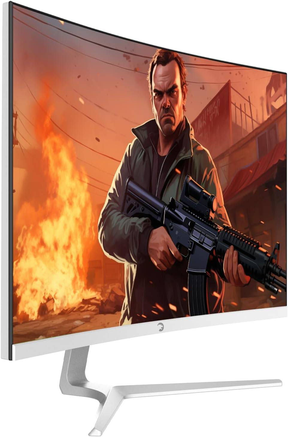 GAMEPOWER 27 zoll Curved weiß Gaming Monitor 200Hz FullHD PC Bildschirm mit Lautsprecher T50