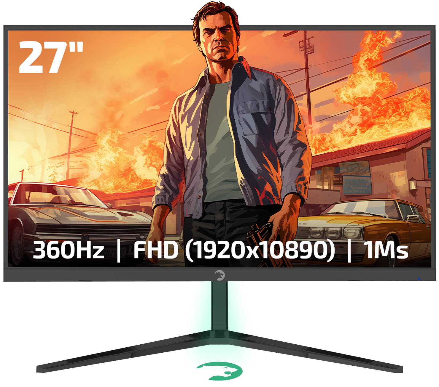 GAMEPOWER Rapid 27 Zoll Gaming Monitor FullHD 360Hz 1ms IPS Pivot mit Lautsprecher