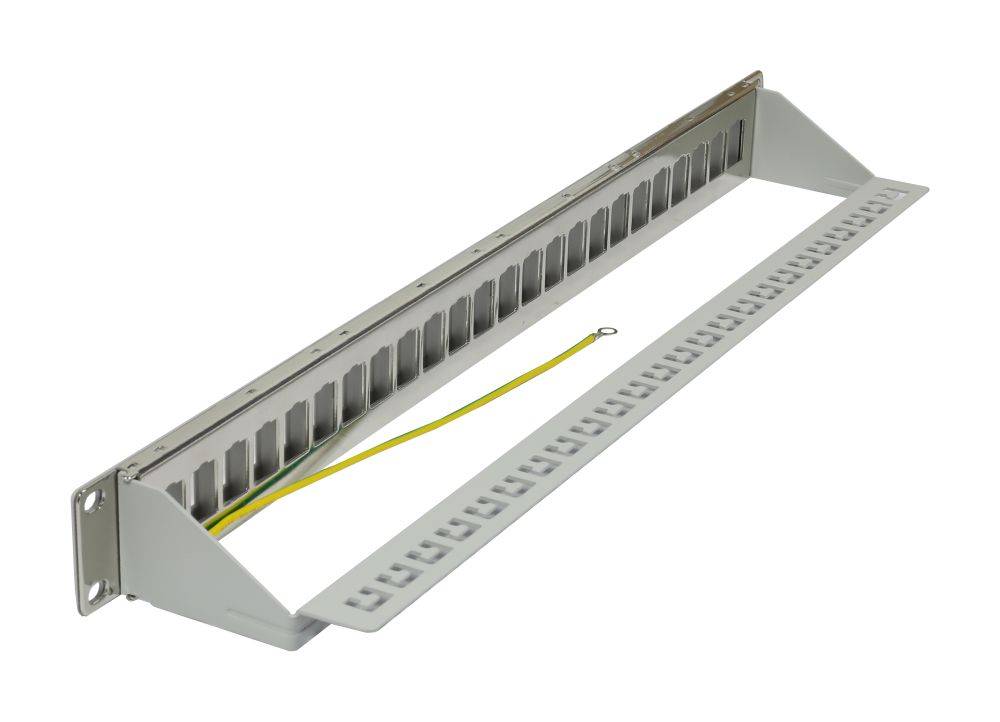 Keystone Modulträger 19 Patchpanel für 24xTP-Modul 1HE(t 94mm) Lichtgrau V3 Synergy 21