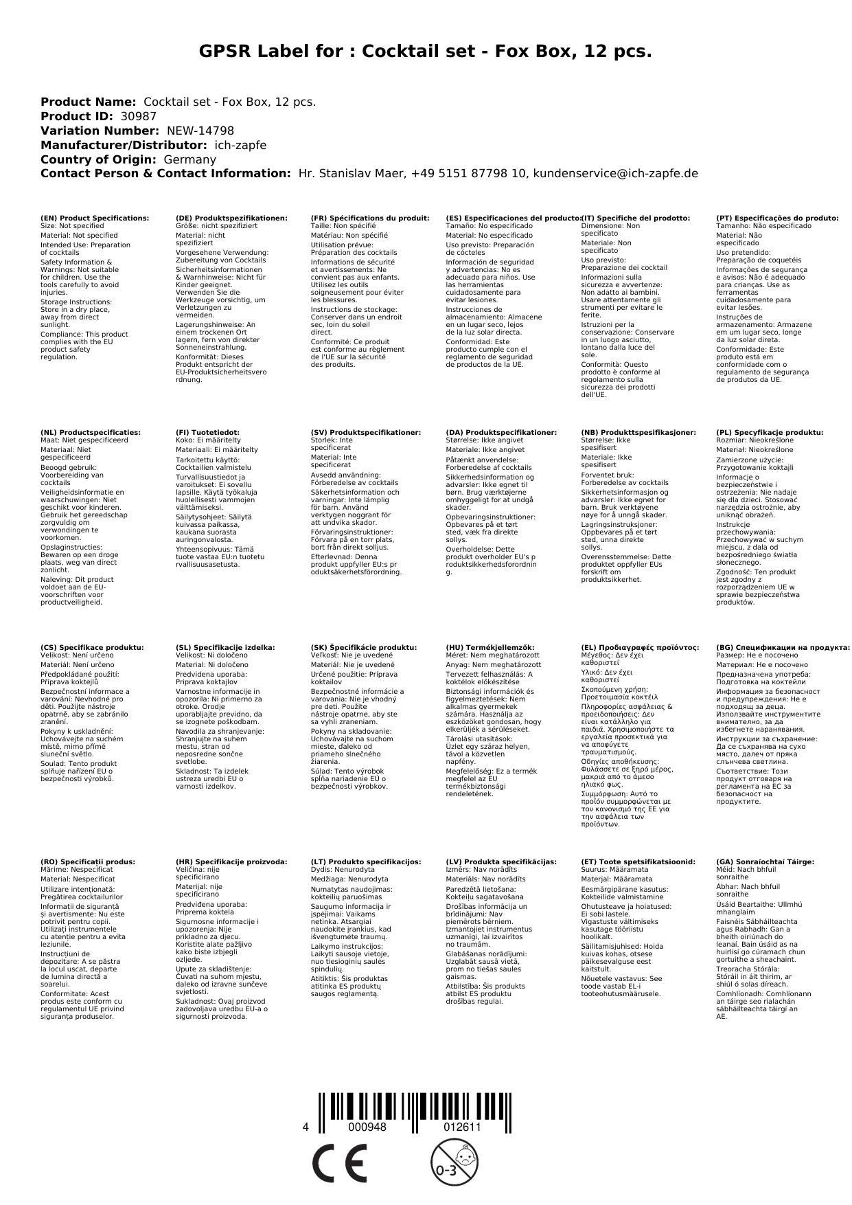 Cocktail-Set - Fox Box, 12tlg.