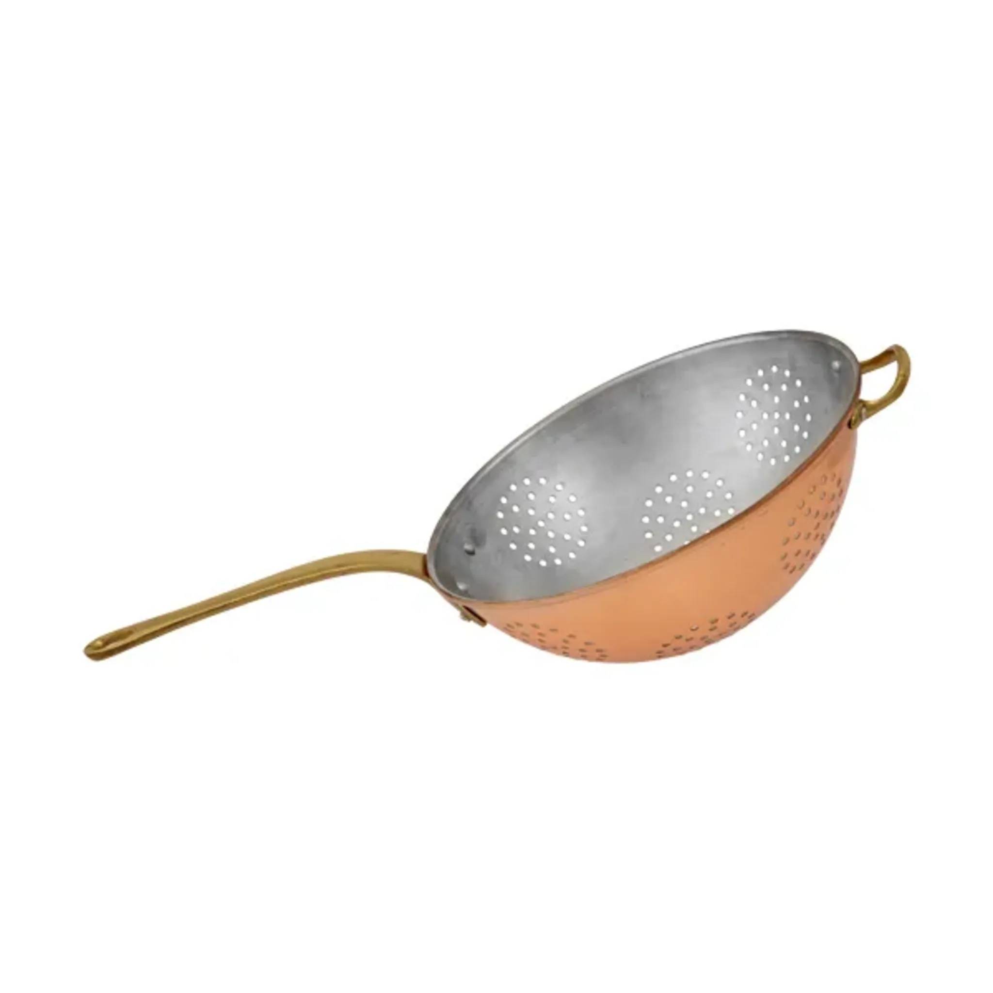 Sieb, Kupfersieb - mit verzinnter Innenseite enthält einen Messinggriff, Durchmesser: 24 cm