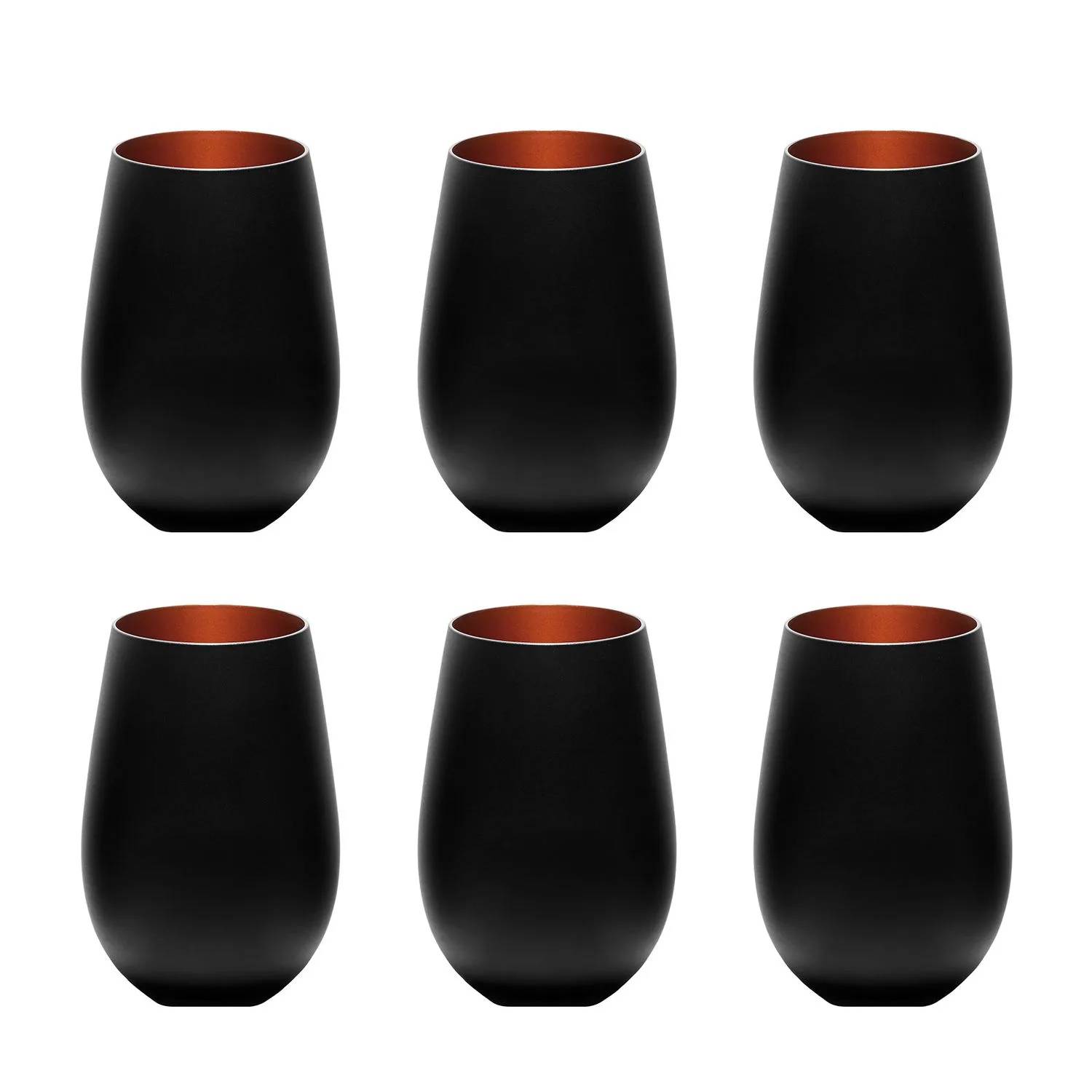 Farbige Trinkgläser ELEMENTS 6er-Set, zweifarbig Schwarz-Bronze, 456 ml