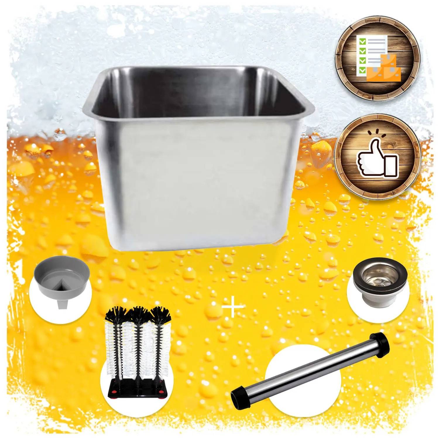 Komplett Set - Spülbecken Gastronorm aus Edelstahl, 40x40x30 cm