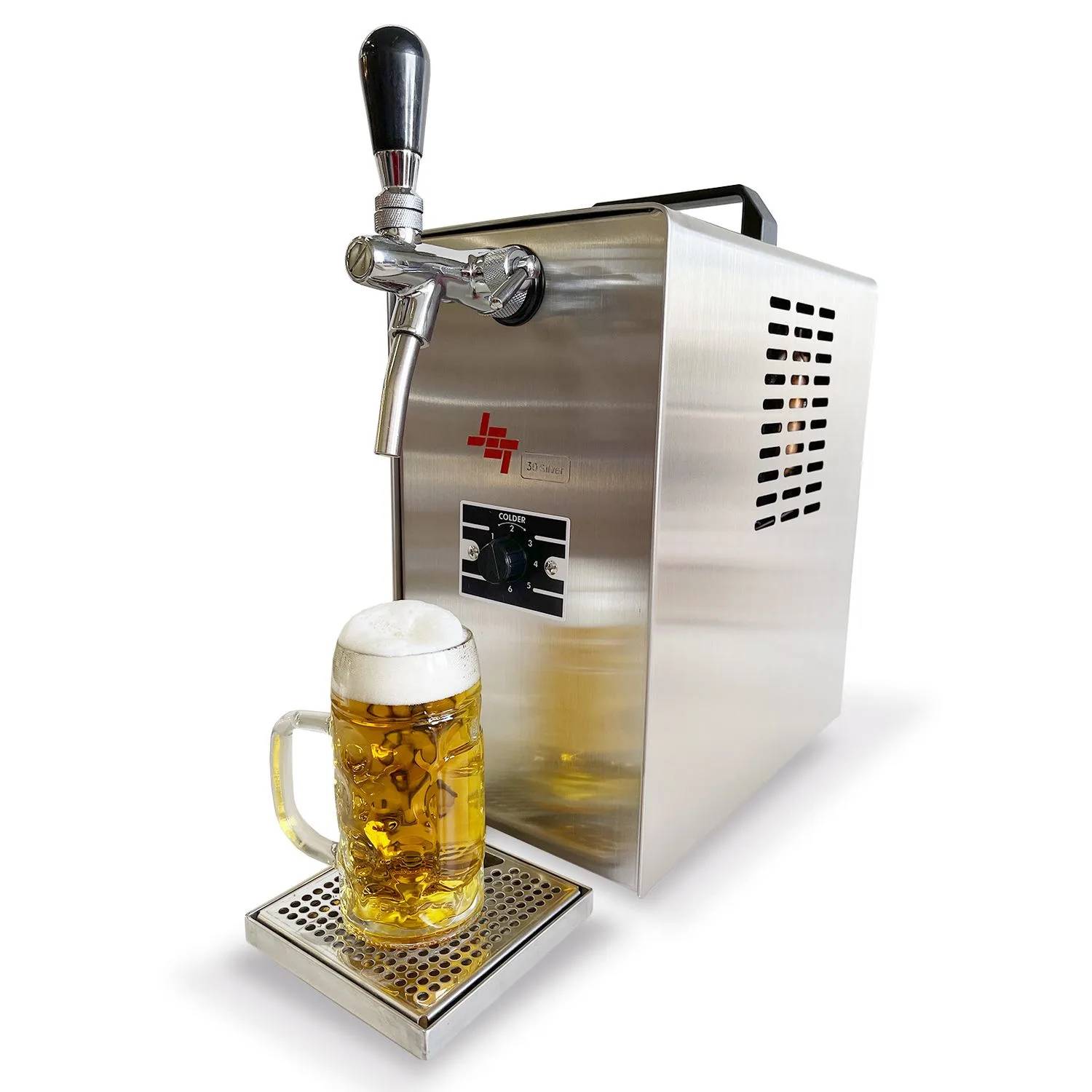 JET 30 Zapfanlage Komplett-Set mit CO2-Flasche und Holzfass – Zapfkopf Dreikant