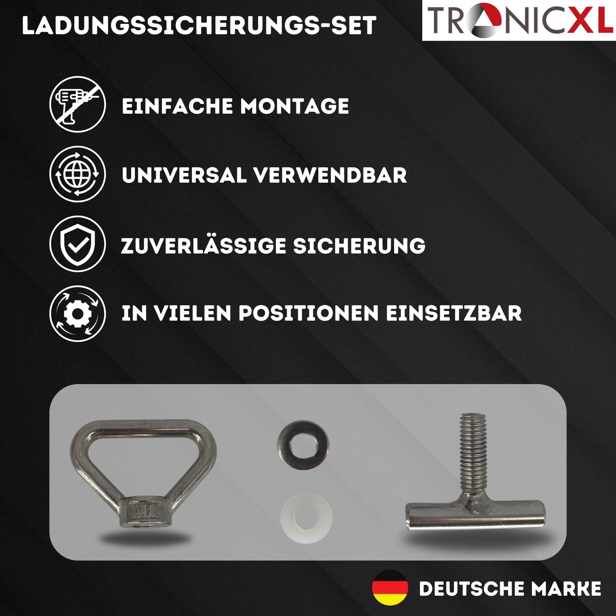 TronicXL 8 Zurrösen 8 Platten Set zur Ladungssicherung kompatibel mit VW T5 T6 T6.1 Bully Multivan California Beach Caravelle - sicheres Verzurren