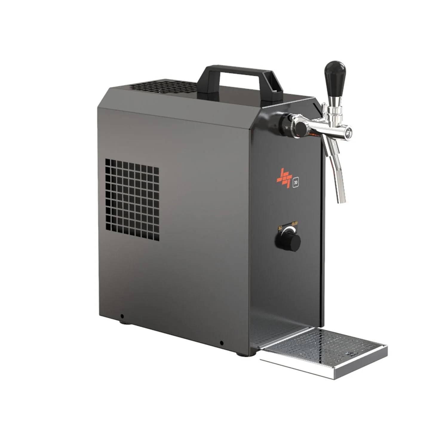 Komplett Set - Zapfanlage JET 30 Bierkoffer, Bierzapfanlage, Durchlaufkühler 1-leitig Trockenkühler, bis zu 35 Liter/h mit Holzfass, Zapfkopf: 5 Lit