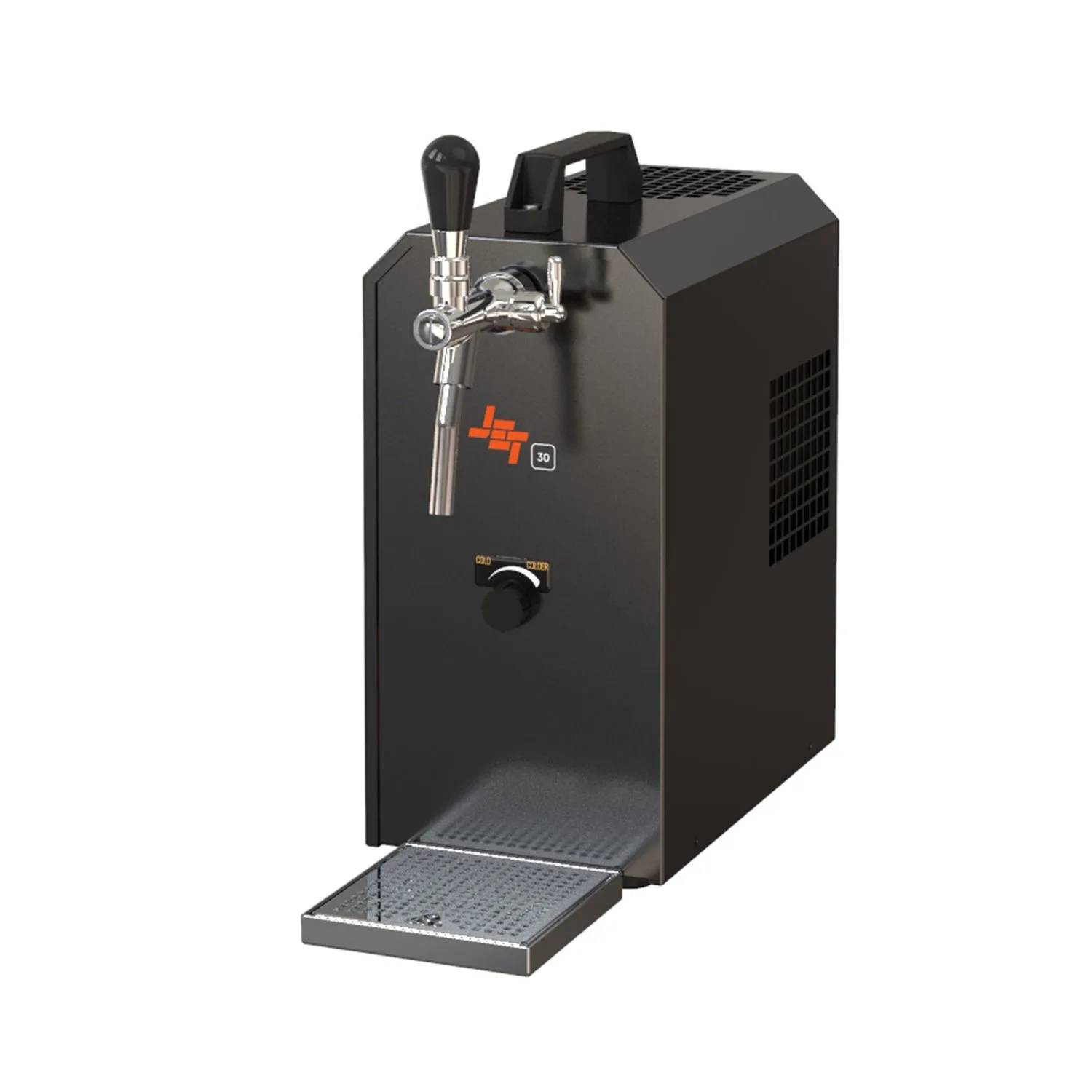 Komplett Set - Zapfanlage, Bierzapfanlage JET 30K Bierkoffer mit Luftpumpe Durchlaufkühler 1-leitig Trockenkühler, bis zu 35 Liter/h, Zapfkopf: Flac