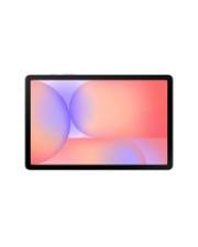 Ein Tablet mit einem farbenfrohen abstrakten Hintergrund, der Verläufe von Rosa, Lila und Orange zeigt. Der Bildschirm präsentiert sich mit sich überlappenden kreisförmigen Formen.