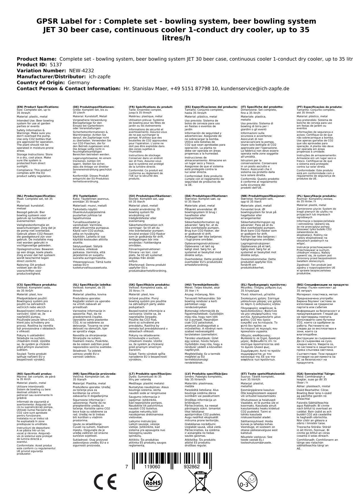 Komplett Set - Zapfanlage, Bierzapfanlage JET 30 Bierkoffer, Durchlaufkühler 1-leitig Trockenkühler, bis zu 35 Liter/h, Zapfkopf: Korb