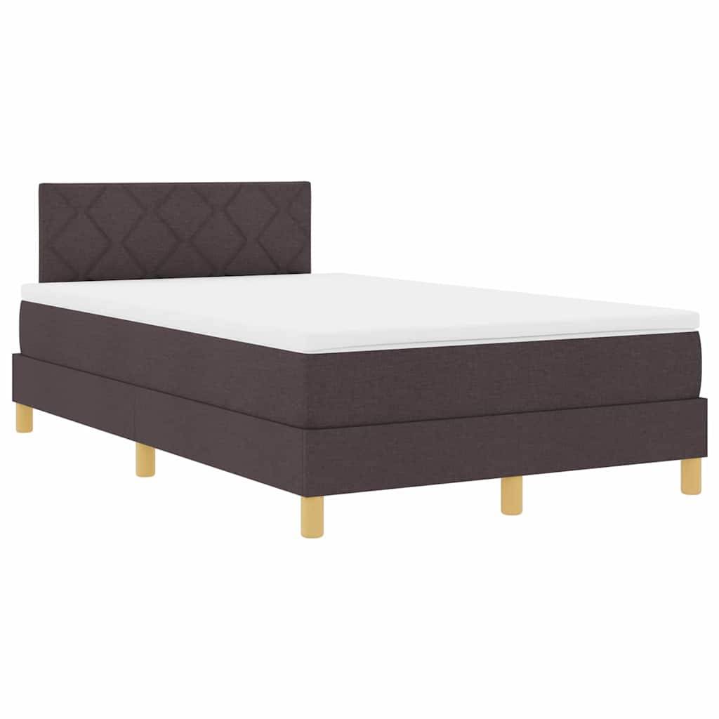 Ein minimalistisches Bett mit einem grau gepolsterten Rahmen und Kopfteil, weißer Matratze und hellen Holzbeinen, das vor einem schlichten weißen Hintergrund präsentiert wird.