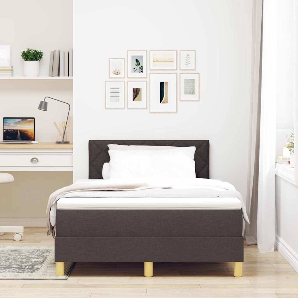 vidaXL LED Boxspringbett mit Kopfteil Dunkelbraun 120 x 190 cm Stoff