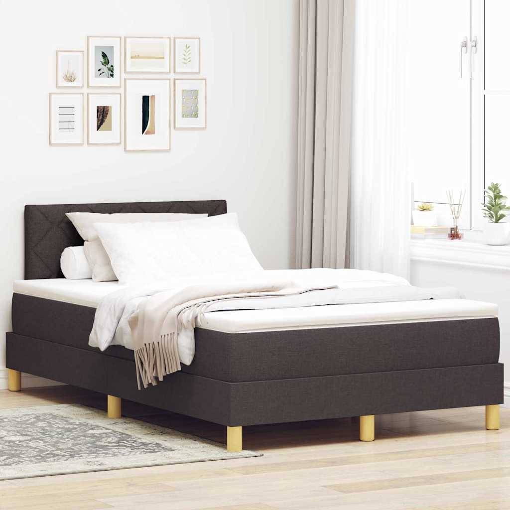 vidaXL LED Boxspringbett mit Kopfteil Dunkelbraun 120 x 190 cm Stoff