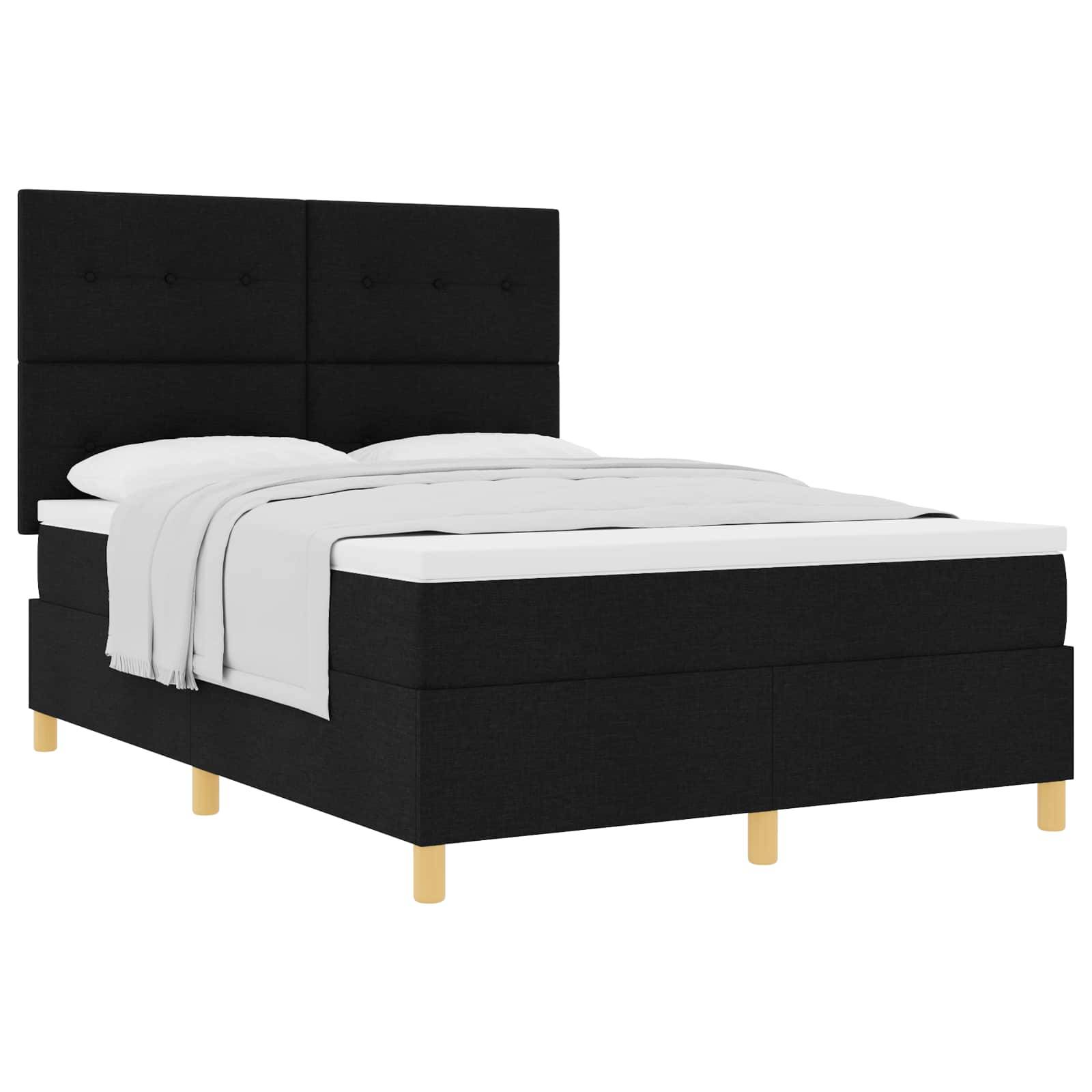 vidaXL Boxspringbett mit Kopfteil Schwarz 140 x 190 cm Stoff