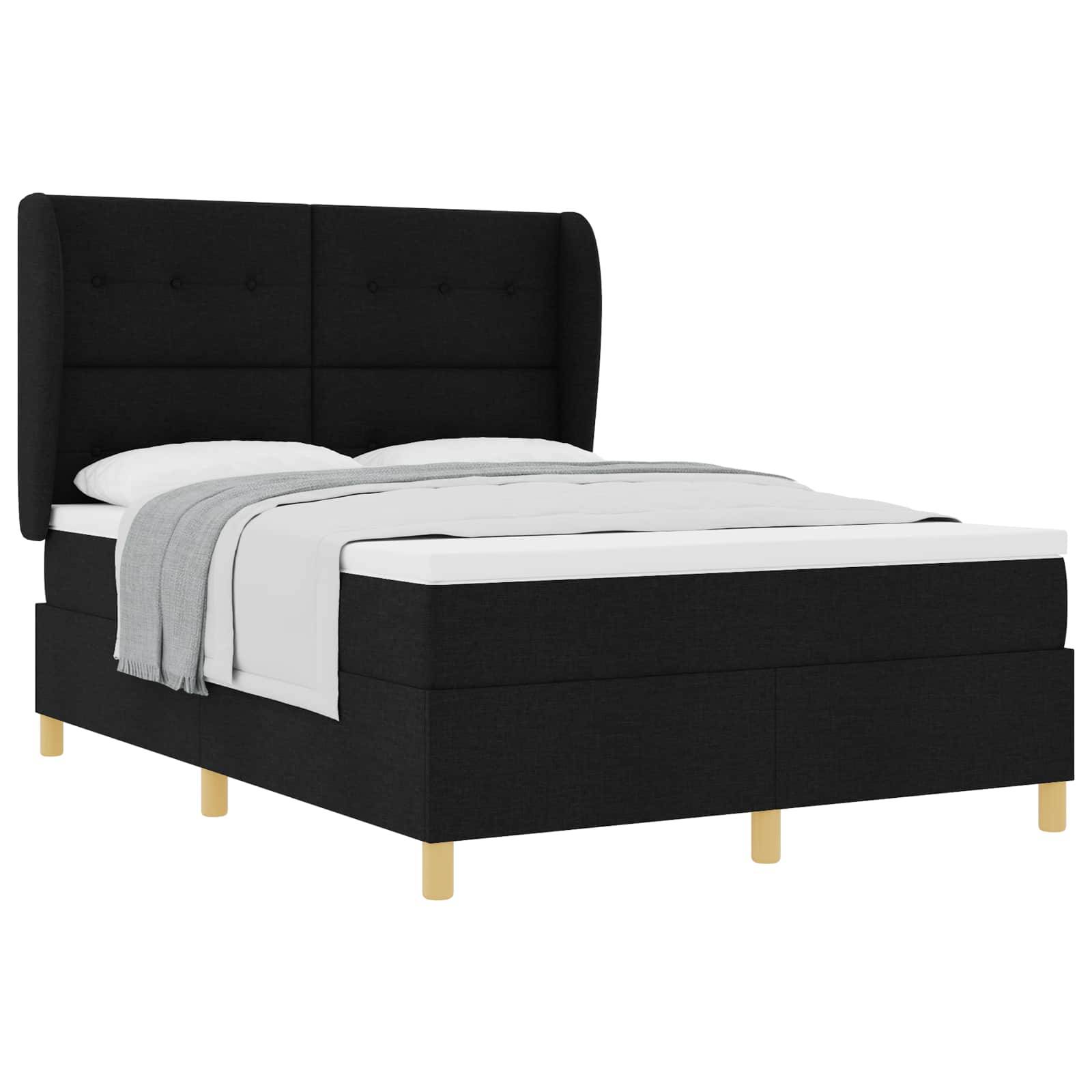 vidaXL Boxspringbett mit Kopfteil Schwarz 190 x 140 cm Stoff