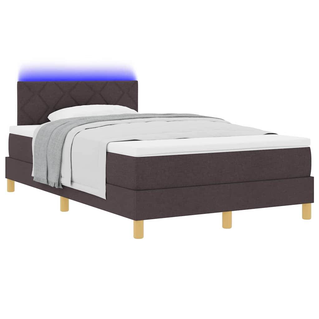 vidaXL LED Boxspringbett mit Kopfteil Dunkelbraun 120 x 190 cm Stoff