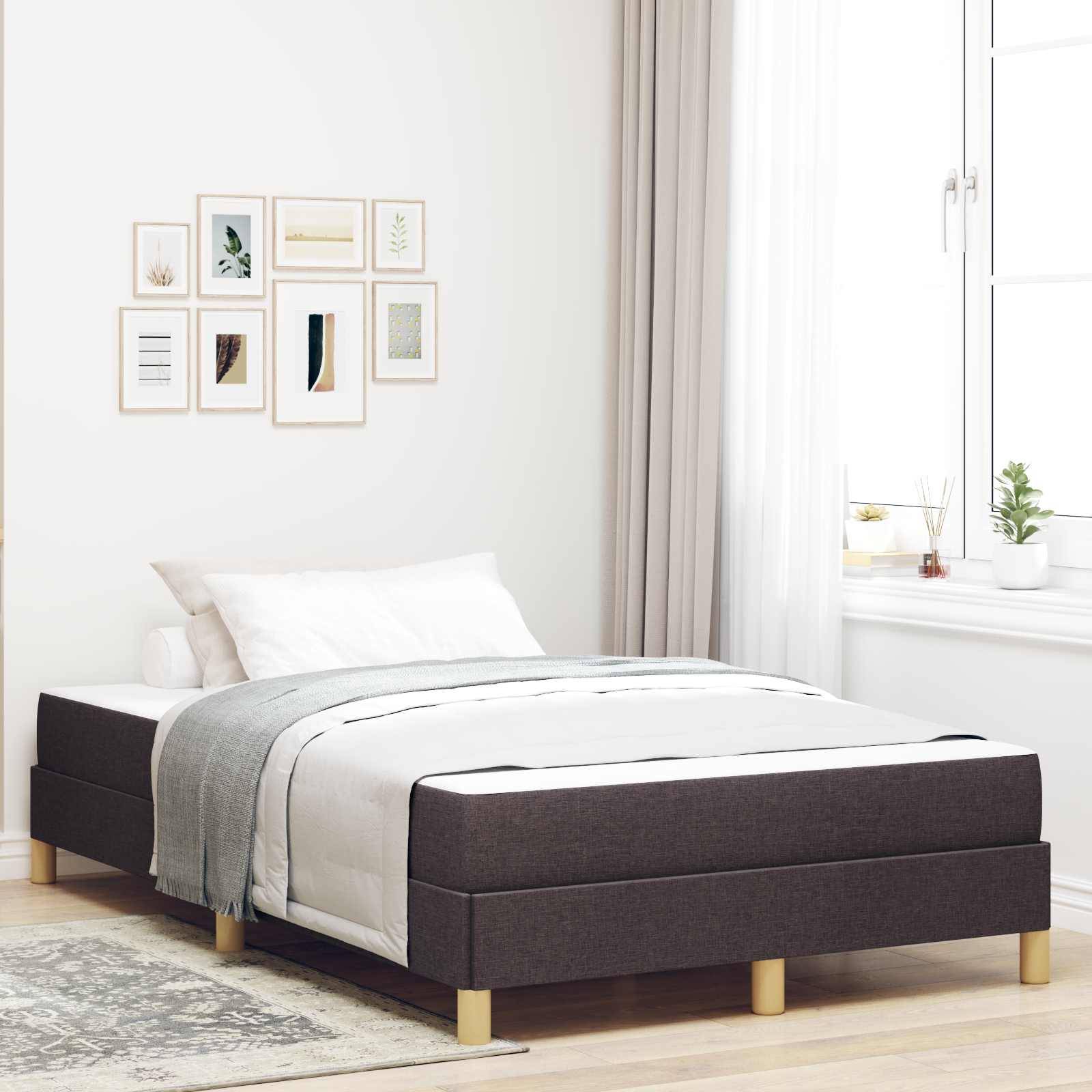 vidaXL Boxspringbett mit Matratze Dunkelbraun 120 x 190 cm Stoff