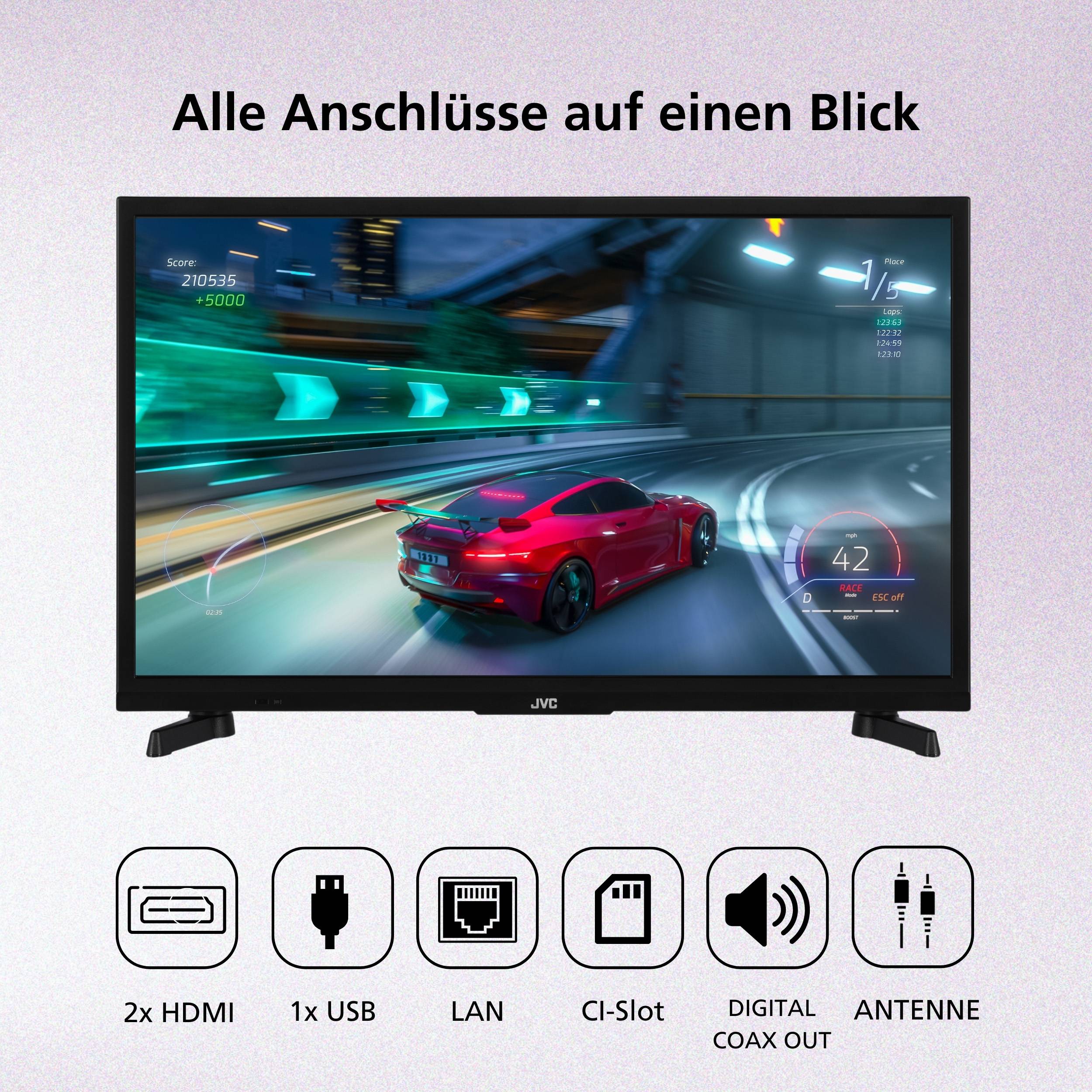 JVC LT-24VRH3555 Fernseher 24 Zoll Fire TV HD-Ready Smart TV HDR Alexa Triple-Tuner LED TV (2026)