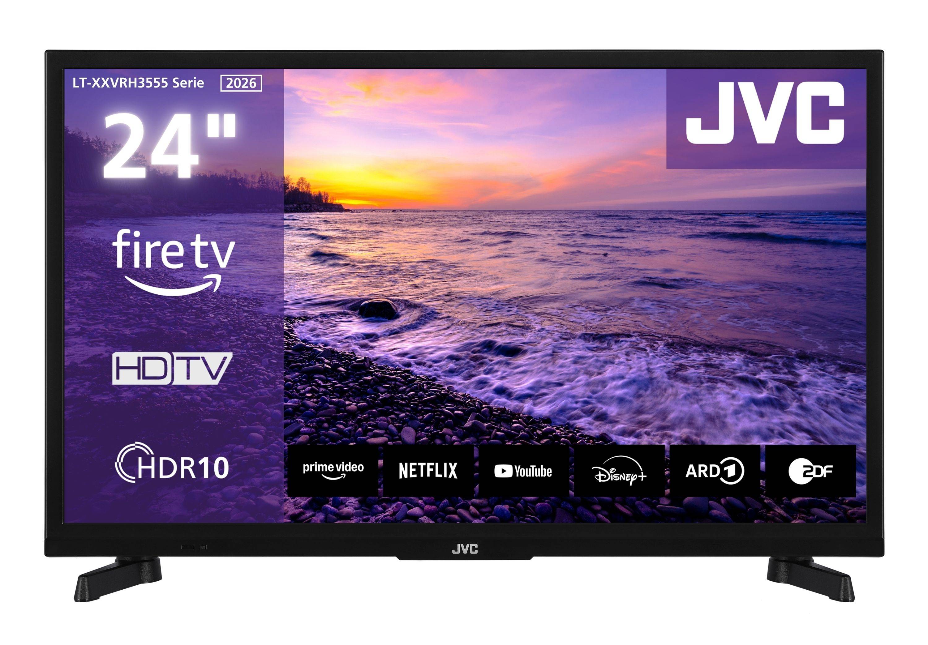 JVC Fernseher 24 Zoll Fire TV HD-Ready Smart TV HDR Fernseher Alexa Triple-Tuner LED TV LT-24VRH3555