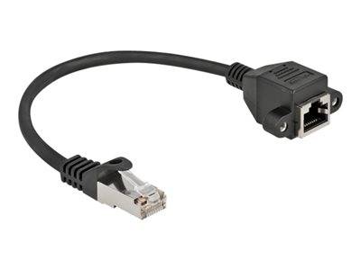 DELOCK Verläng. S/FTP RJ45 Ste.< Bu. Cat.6A 25cm Black Multimedia-Technik Kabel