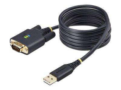 Ein langer, gewickelter VGA-zu-USB-Kabeladapter mit Goldkontakten, der zum Anschluss von Monitoren an Computer verwendet wird.