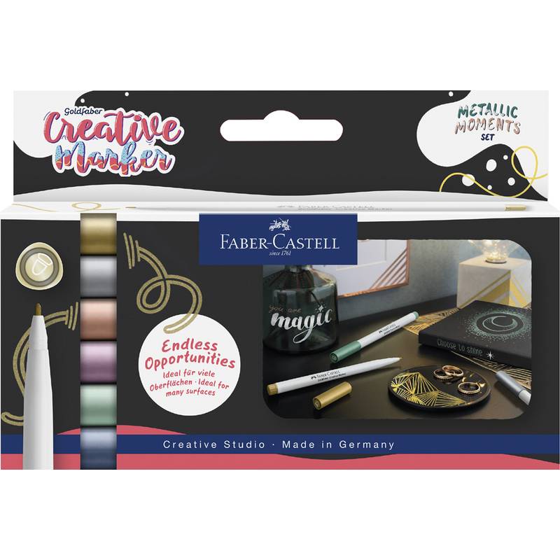 FABER-CASTELL Creative Marker GOLDFABER, 6er Etui Metallic