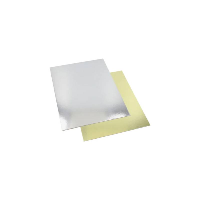STARPAK Tortenplatte eckig, 300 x 400 mm, gold/silber